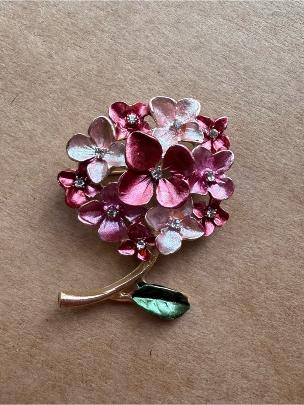 Pink & Red Floral Cluster Enamel Brooch - Women's Accessory